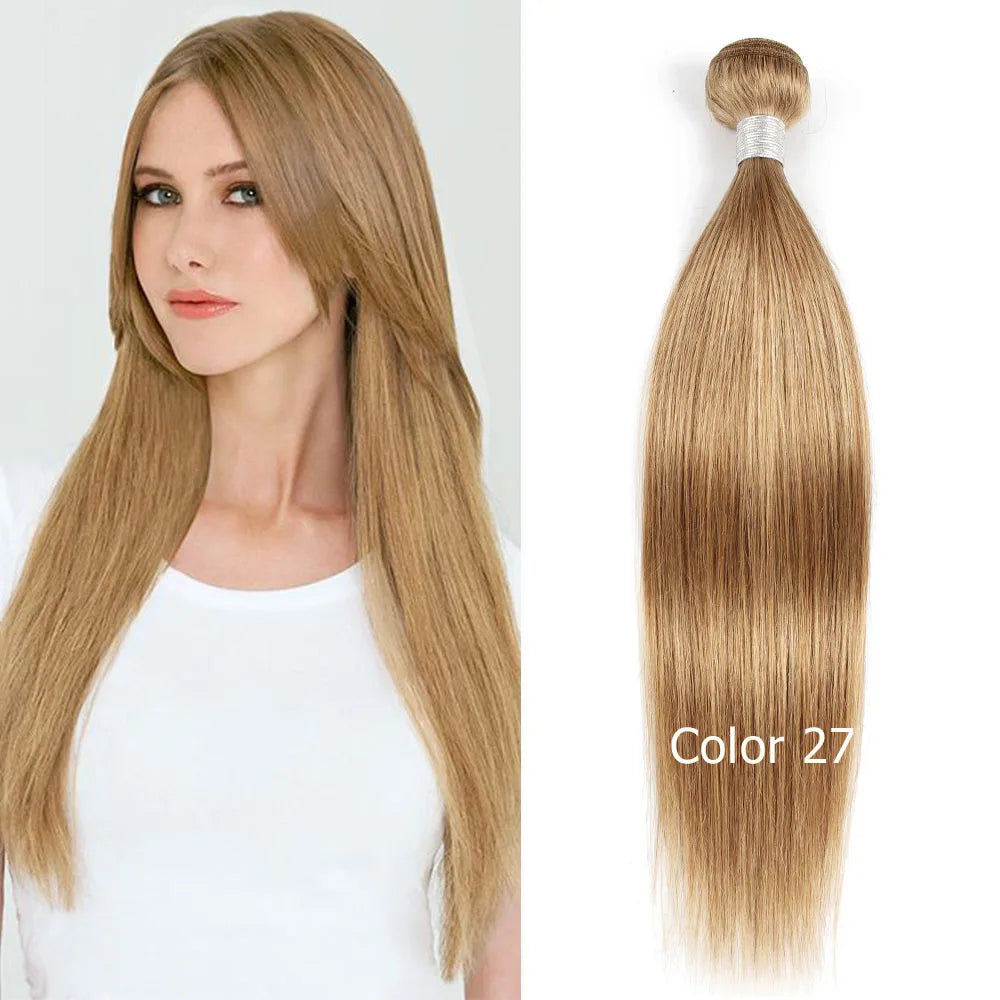 1 Bundle Black Brown Pure Colored 100% Human Hair Weave Bundles Extension 95(±5)gram Body Wave Style Remy Indian Hair Bobbi