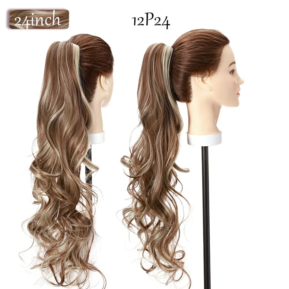 S-noilite Synthetic 18-26inch Claw Clip On Ponytail Hair Extension Ponytail Extension Hair For Women Pony Tail Hair Hairpiece