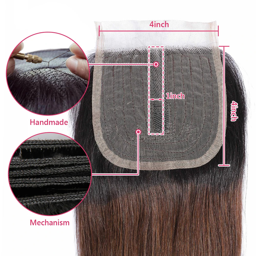 Ombre Color Body Wave Human Hair Bundles With Closure Brazilian Virgin Hair Bundles 1b/4/27 1b/4/30 Hair Weave Bundle Human Hair
