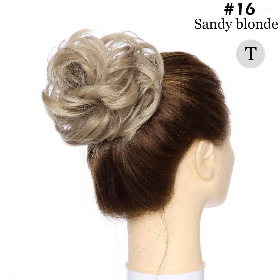 S-noilite Synthetic Elastic Band With Hair Curly Chignon Hair Women Drawstring Ponytail Hairpieces Black Brown Blonde Hairpiece