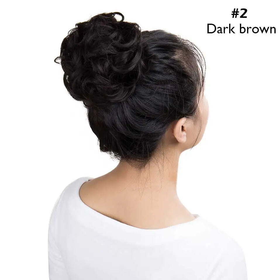 S-noilite Synthetic Elastic Band With Hair Curly Chignon Hair Women Drawstring Ponytail Hairpieces Black Brown Blonde Hairpiece