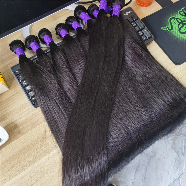 8-40 Long Inch Raw Indian Straight Hair Bundles Cuticle Aligned Virgin Hair 100 Human Wholesale Remy Hair Bundles