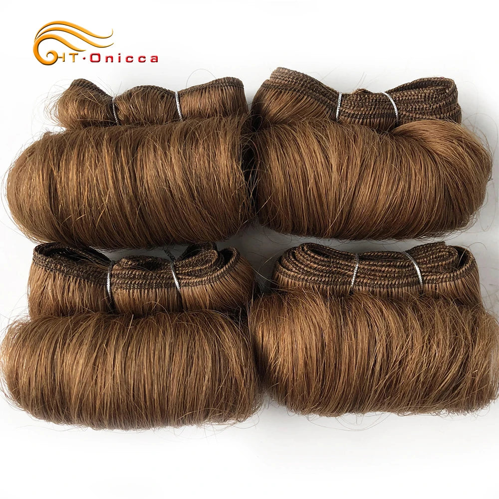 Brazilian Curly Hair 4 Bundles Double Drawn Human Hair 5 5 6 7 Inch Remy Hair Weave Bundles 1B 27 30 99J Color For Black Women