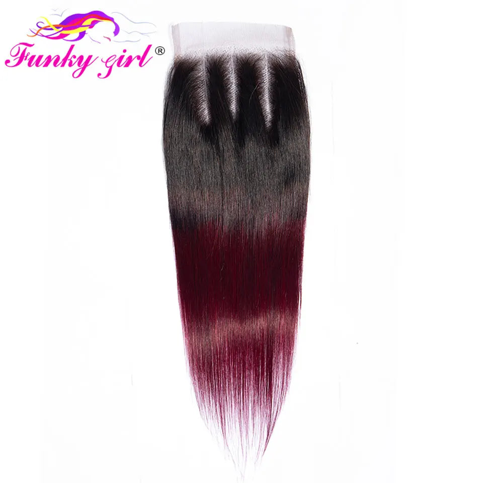 1B/99J Burgundy Straight Bundlse 4x4 Lace Closure Human Hair Bundles With 4x4 Closure Brazilian Hair Weave Bundles With Closure