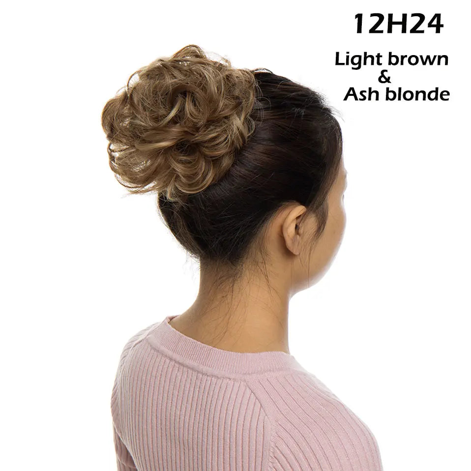 S-noilite Synthetic Elastic Band With Hair Curly Chignon Hair Women Drawstring Ponytail Hairpieces Black Brown Blonde Hairpiece