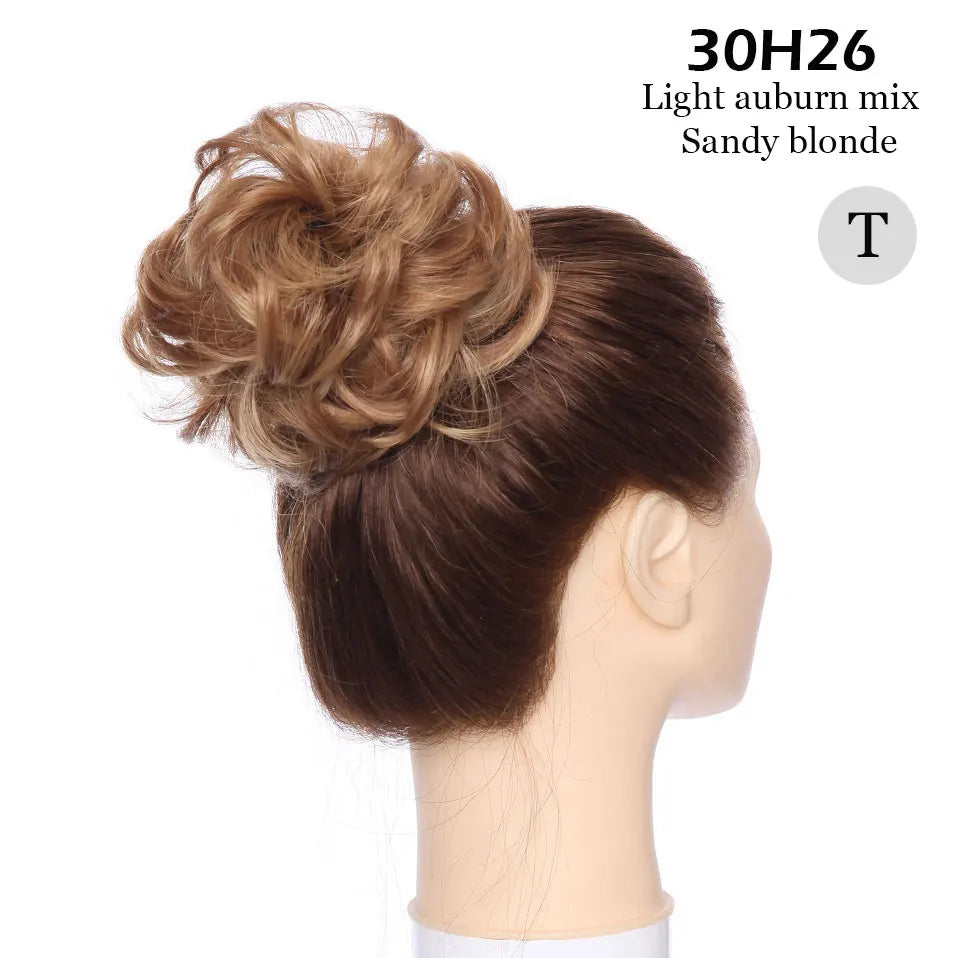 S-noilite Synthetic Elastic Band With Hair Curly Chignon Hair Women Drawstring Ponytail Hairpieces Black Brown Blonde Hairpiece