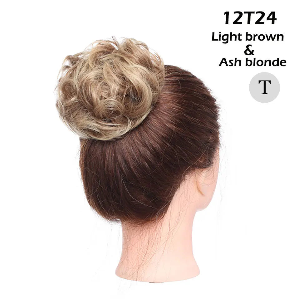 S-noilite Synthetic Elastic Band With Hair Curly Chignon Hair Women Drawstring Ponytail Hairpieces Black Brown Blonde Hairpiece