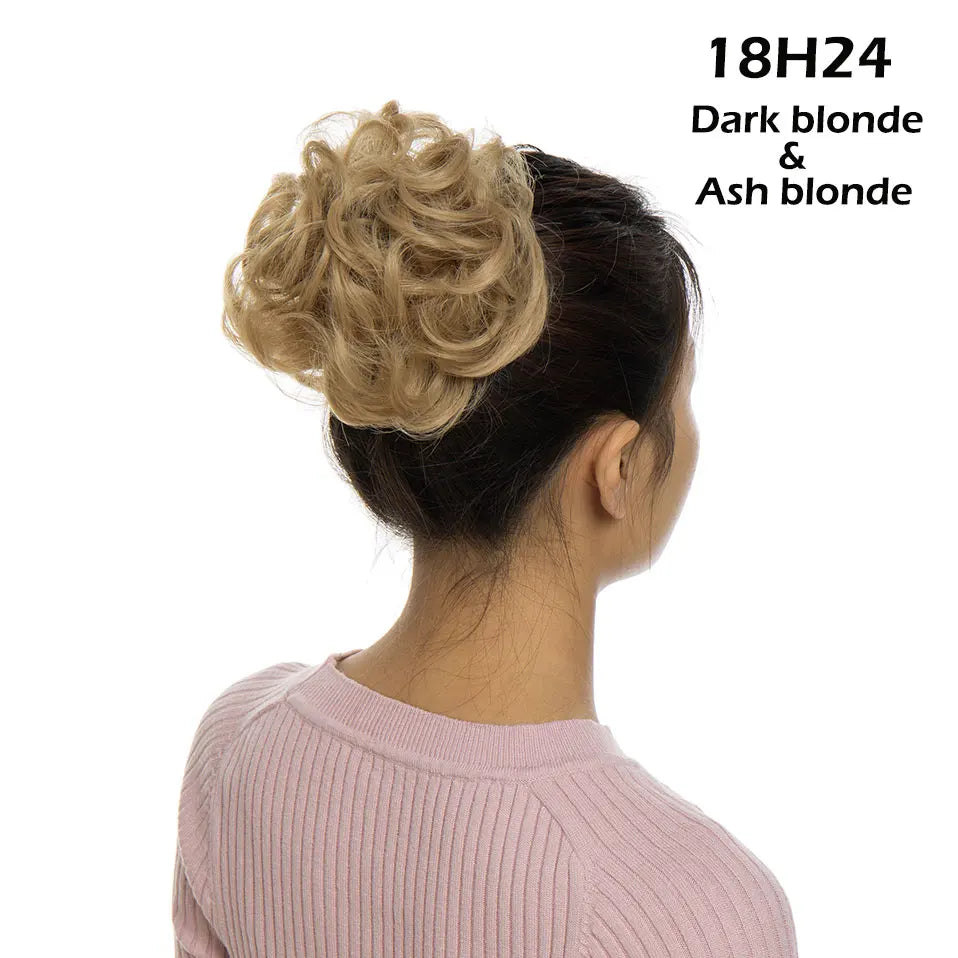 S-noilite Synthetic Elastic Band With Hair Curly Chignon Hair Women Drawstring Ponytail Hairpieces Black Brown Blonde Hairpiece
