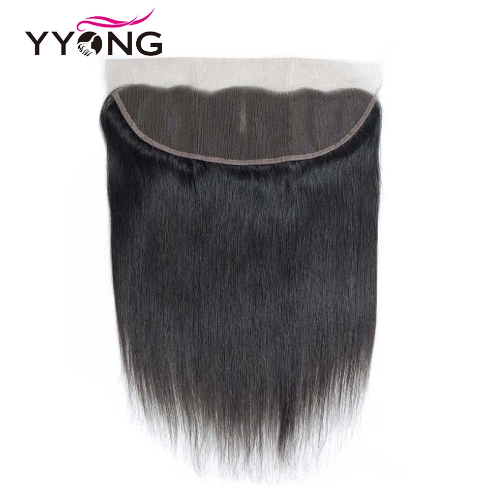 YYong Brazilian Straight Hair 3/4 Bundles With Frontal Remy Human Hair 13x4 Ear to Ear Lace Frontal Closure With Bundles