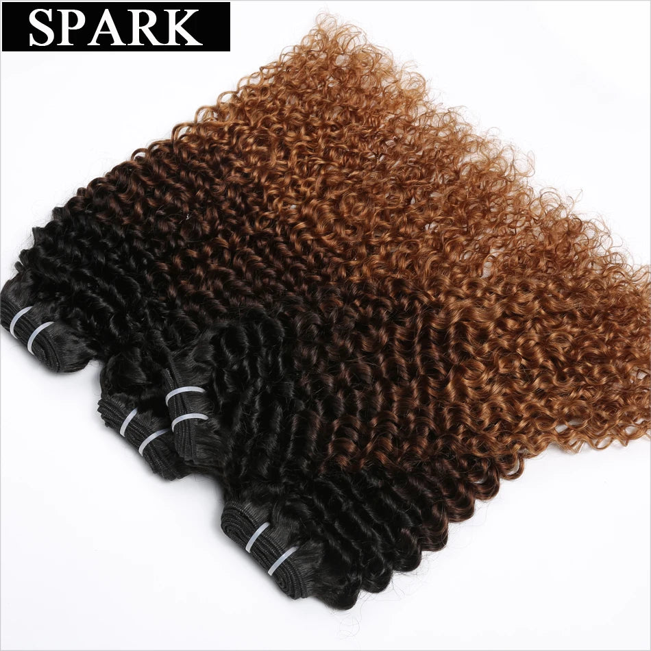 Spark 1/3/4 Bundles Afro Kinky Curly Human Hair Extensions Ombre Brazilian 100% Human Hair Weave Bundles