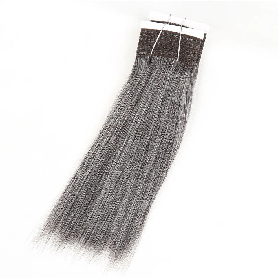 Sleek Hair Brazilian Double Drawn Remy Human Hair Weave Short Yaki Straight #44 #34 #51 #280 Piano Gray Mix Color Bundles