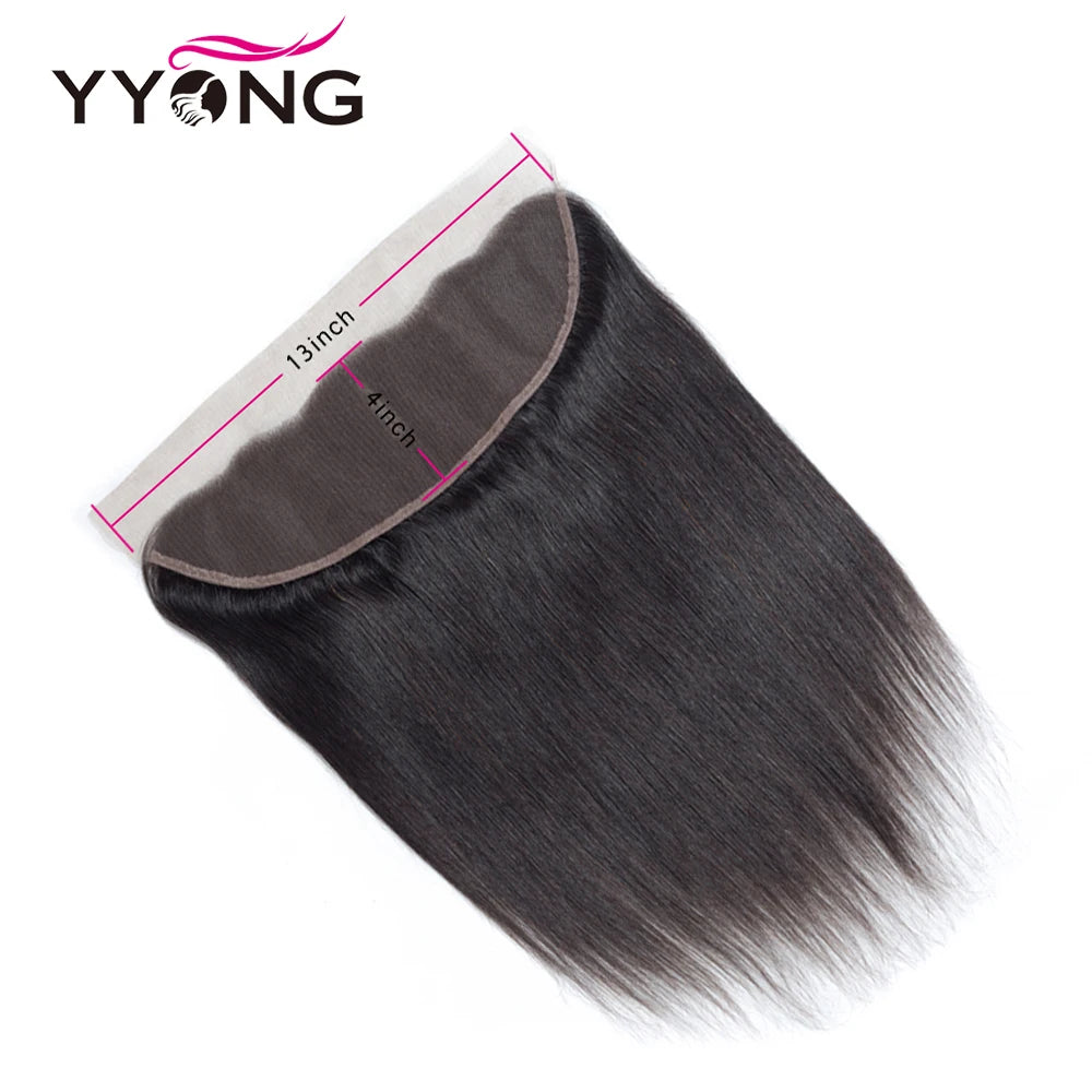 YYong Brazilian Straight Hair 3/4 Bundles With Frontal Remy Human Hair 13x4 Ear to Ear Lace Frontal Closure With Bundles