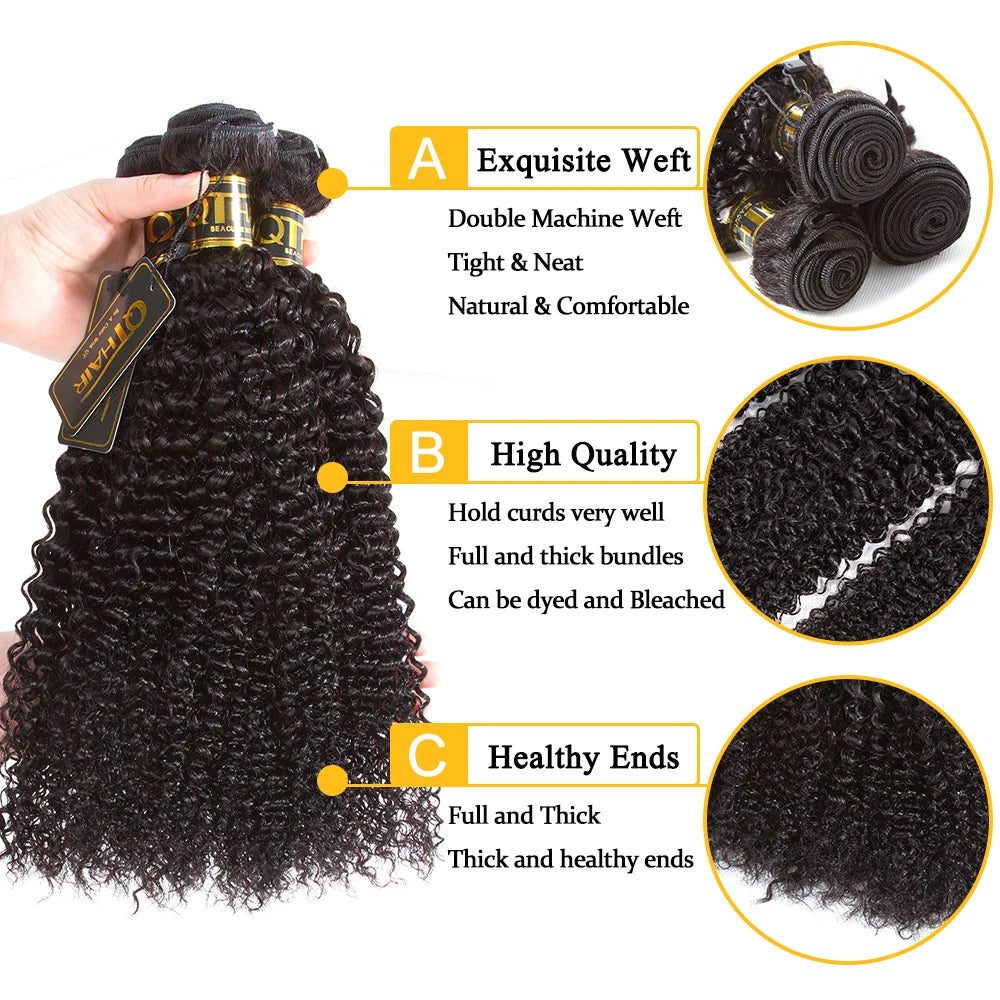 Wet And Wavy Human Hair Bundles Magic Hair Kinky Curly Bundles Peruvian Straight Hair Will Become Curly After We QT Non-remy