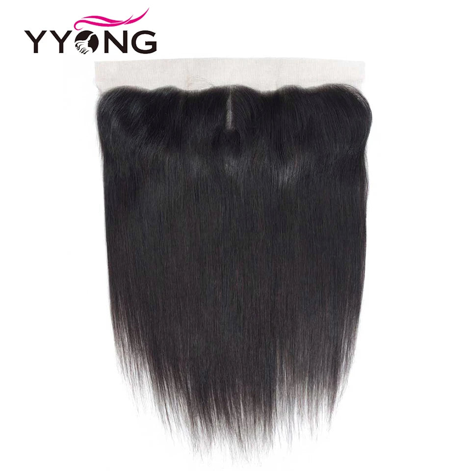 YYong Brazilian Straight Hair 3/4 Bundles With Frontal Remy Human Hair 13x4 Ear to Ear Lace Frontal Closure With Bundles