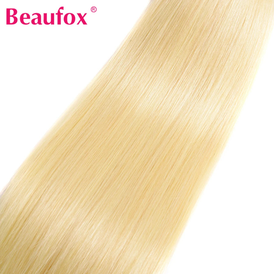 Beaufox 613 Blonde Straight Hair Bundles Brazilian Straight Human Hair Bundles Honey Blonde Human Hair Weave 1/3/4 Bundles 30"