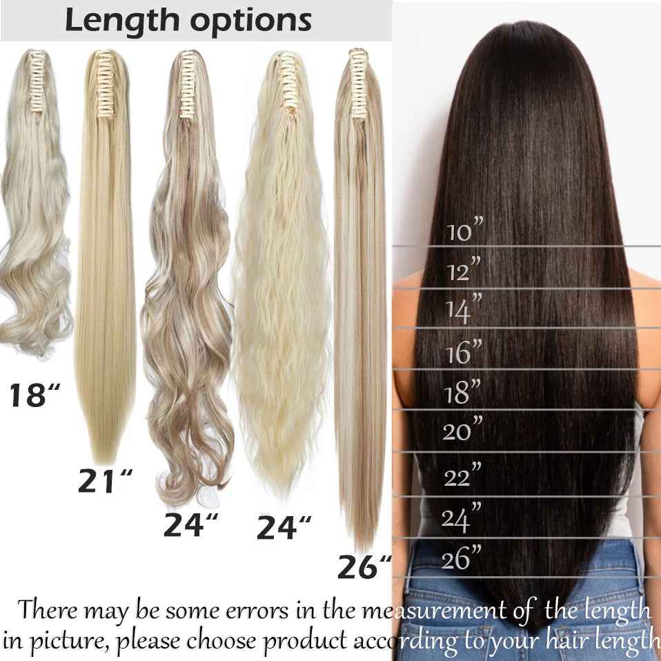 S-noilite Synthetic 18-26inch Claw Clip On Ponytail Hair Extension Ponytail Extension Hair For Women Pony Tail Hair Hairpiece