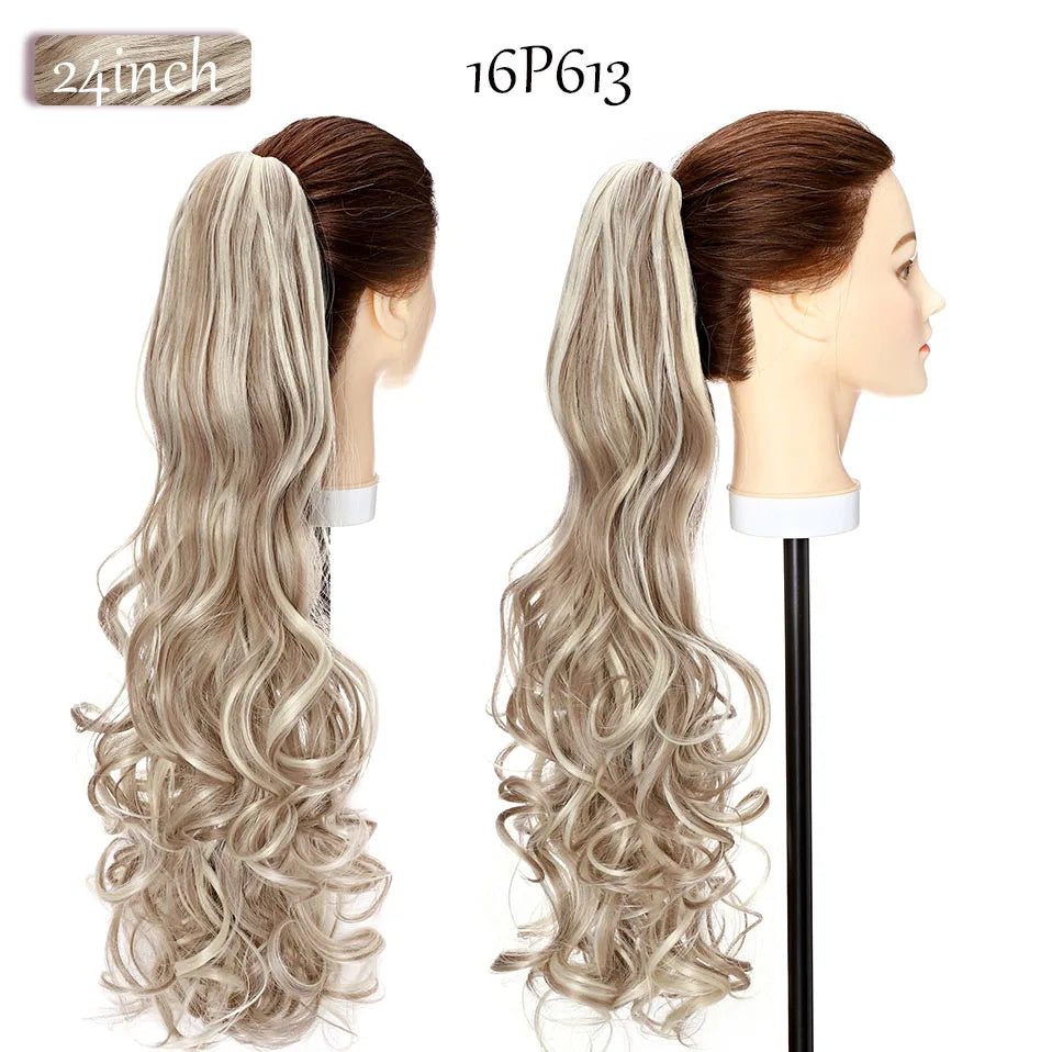 S-noilite Synthetic 18-26inch Claw Clip On Ponytail Hair Extension Ponytail Extension Hair For Women Pony Tail Hair Hairpiece