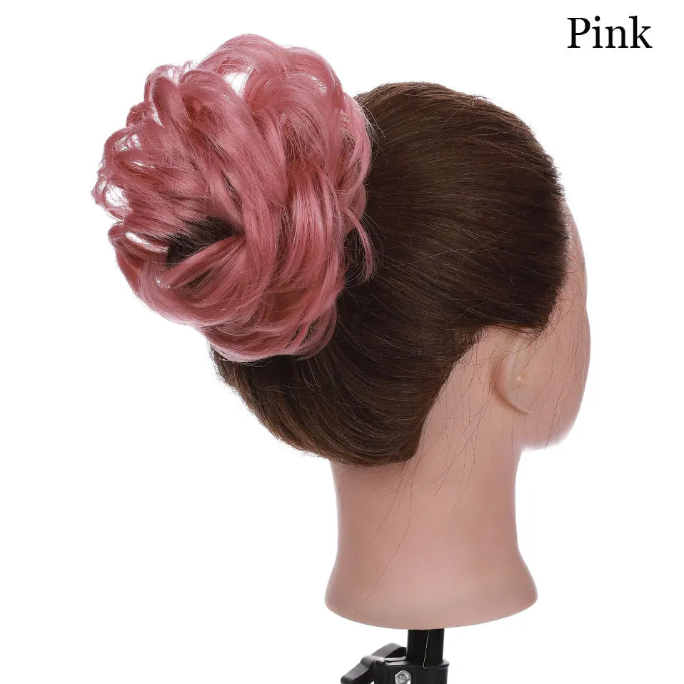 S-noilite Synthetic Elastic Band With Hair Curly Chignon Hair Women Drawstring Ponytail Hairpieces Black Brown Blonde Hairpiece