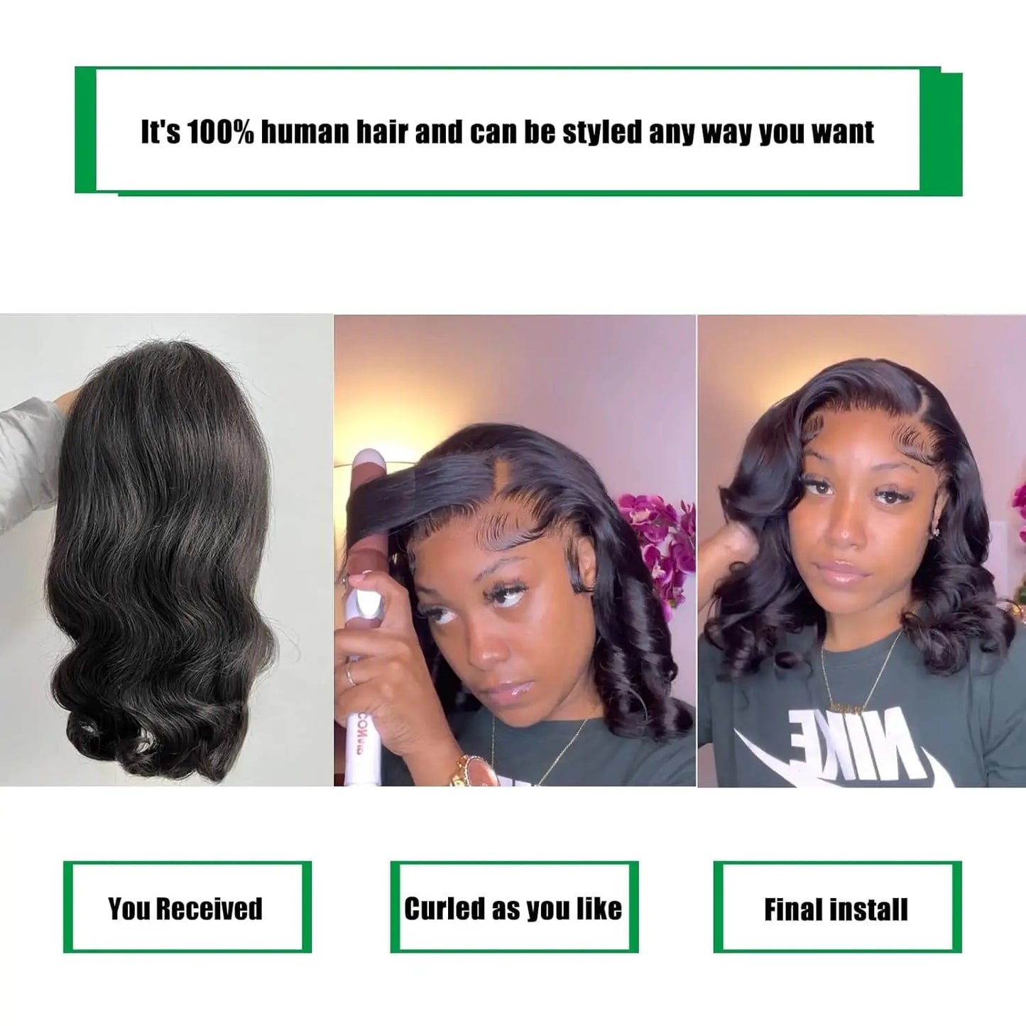 2025 New Arrival 14 Inch Natural Black Body Wave Pre-Plucked Human Hair Wig 13x4 HD Lace Front 180% Density Short Bob Wig