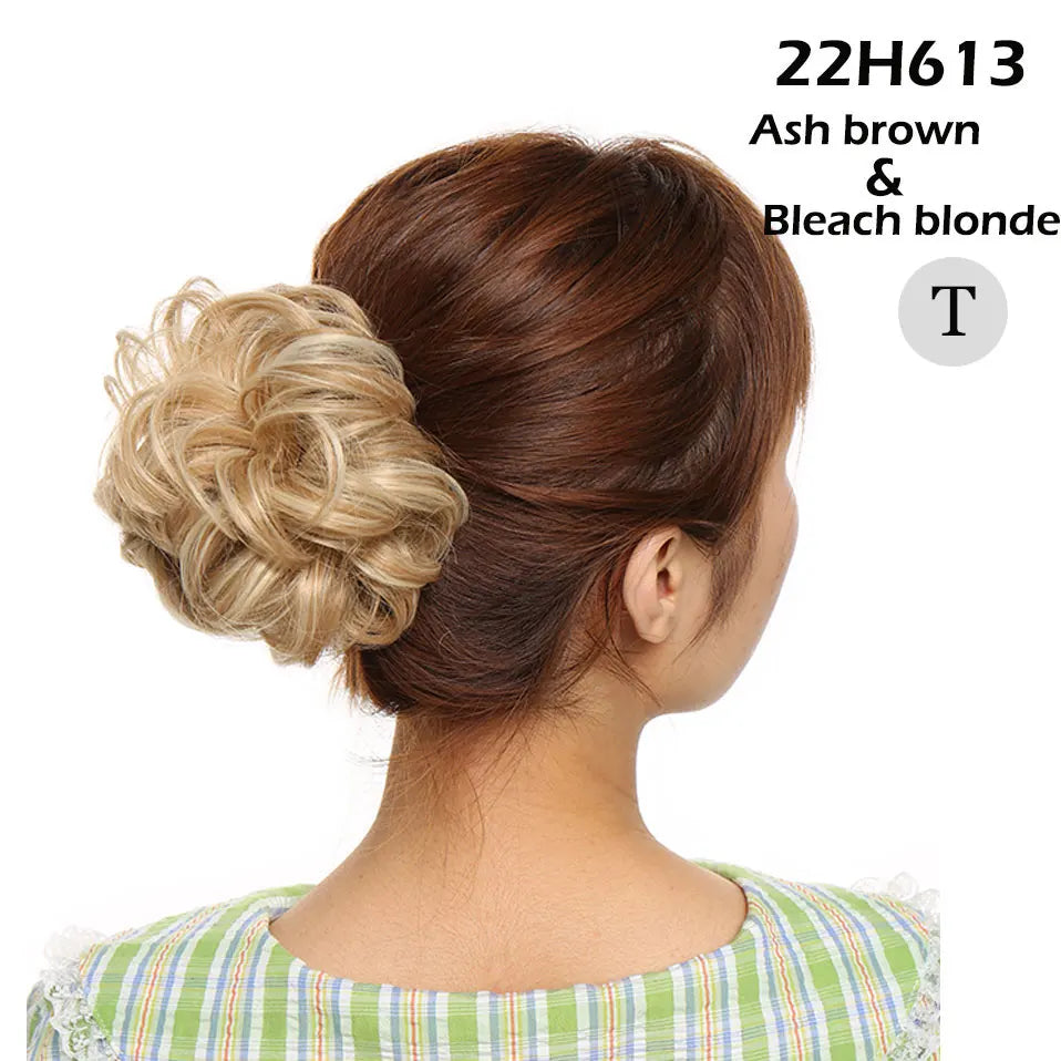 S-noilite Synthetic Elastic Band With Hair Curly Chignon Hair Women Drawstring Ponytail Hairpieces Black Brown Blonde Hairpiece