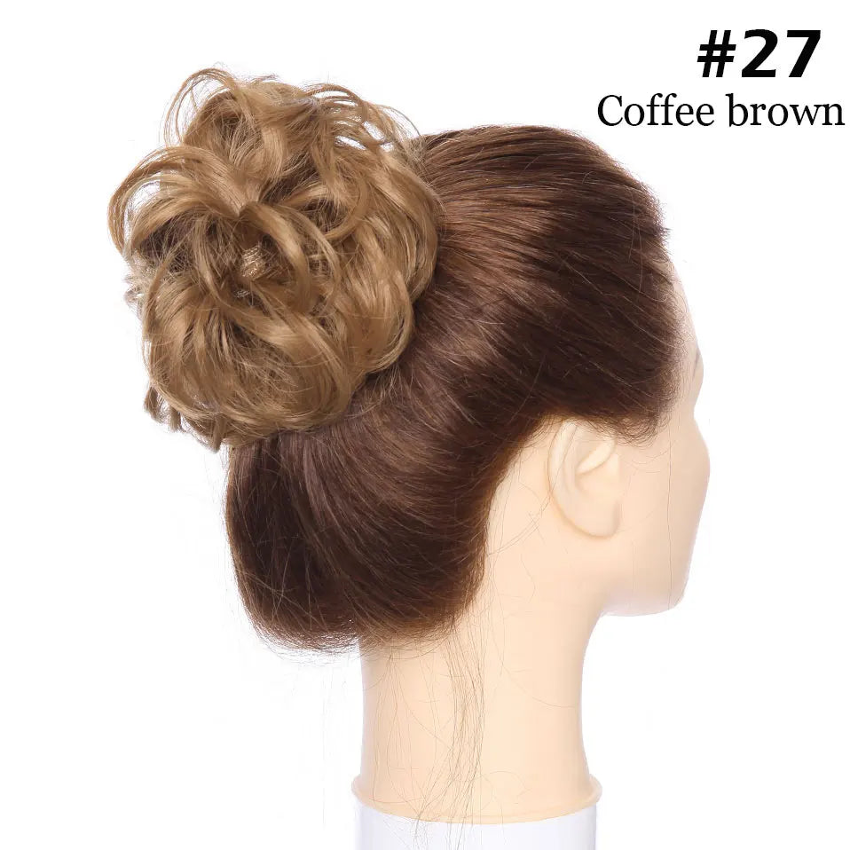 S-noilite Synthetic Elastic Band With Hair Curly Chignon Hair Women Drawstring Ponytail Hairpieces Black Brown Blonde Hairpiece