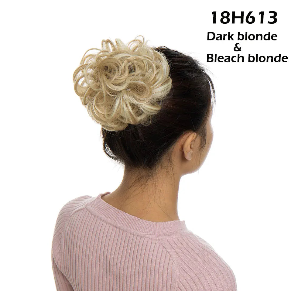 S-noilite Synthetic Elastic Band With Hair Curly Chignon Hair Women Drawstring Ponytail Hairpieces Black Brown Blonde Hairpiece