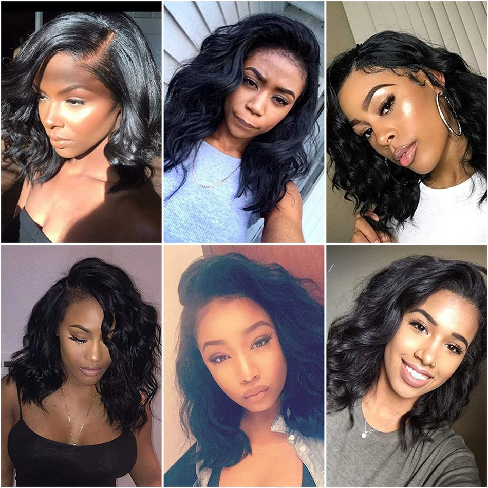 12A Short Loose Body Wave Bob Wig Brazilian Virgin Human Hair Lace Front Wigs 13X4 Transparent Body Wave Frontal Closure Wigs