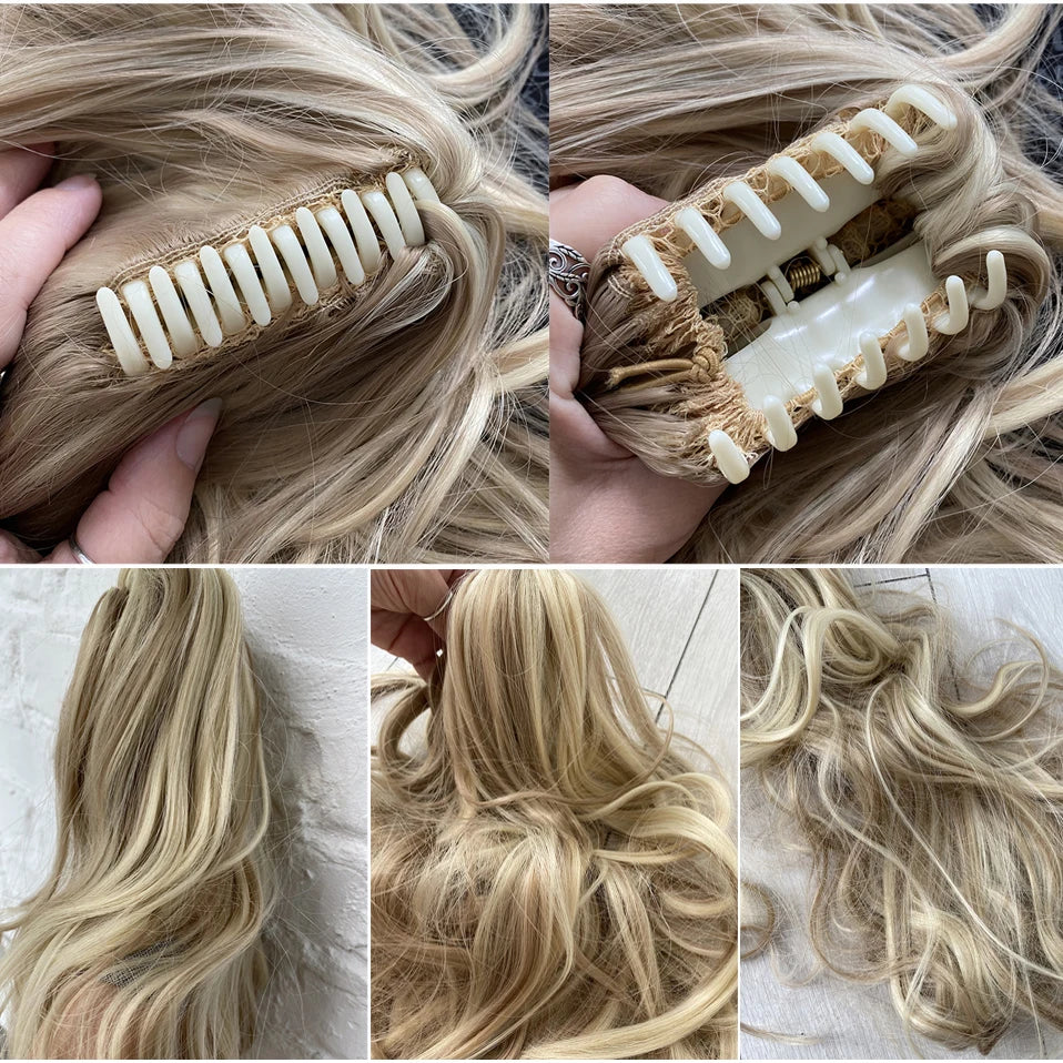 S-noilite Synthetic 18-26inch Claw Clip On Ponytail Hair Extension Ponytail Extension Hair For Women Pony Tail Hair Hairpiece