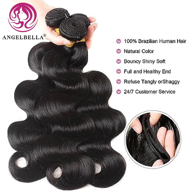 Angelbella 12 a Grade Hair Bundles Natural Black 30 Inch Body Wave Bundle 100 Raw Bermese Curly Hair Bundles