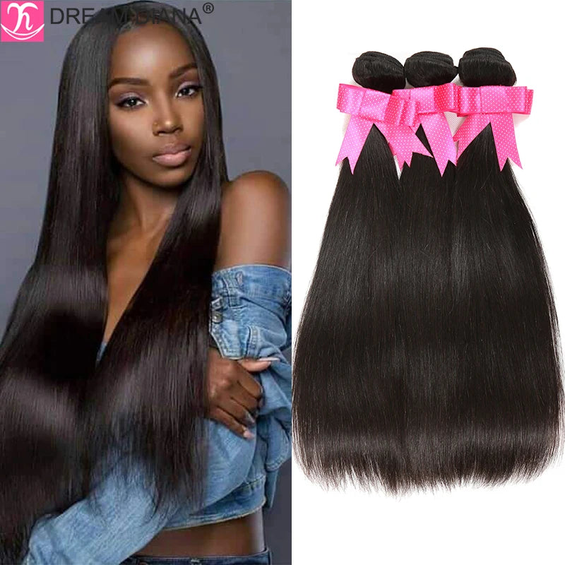 DreamDiana Peruvian Straight Hair Bundles 2 Toned Ombre Silky Straight Bundles T1B/30 Remy Bone Hair 100% Human Hair Extension