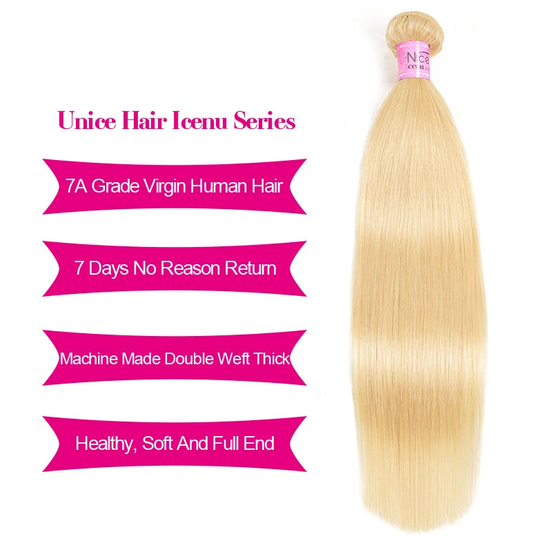 UNice Hair 613 Blonde Straight Hair Human Hair Bundles 1/3/4 PCS Deal Sew In Bundles Quick Weaves