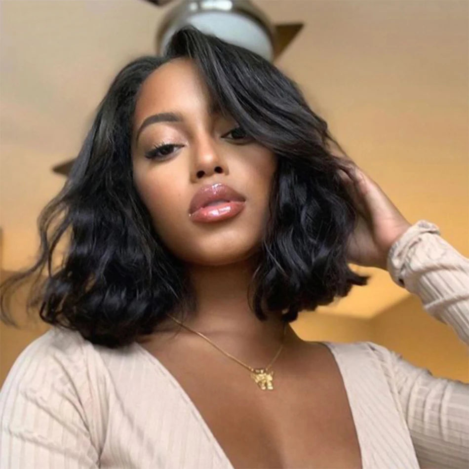12A Short Loose Body Wave Bob Wig Brazilian Virgin Human Hair Lace Front Wigs 13X4 Transparent Body Wave Frontal Closure Wigs