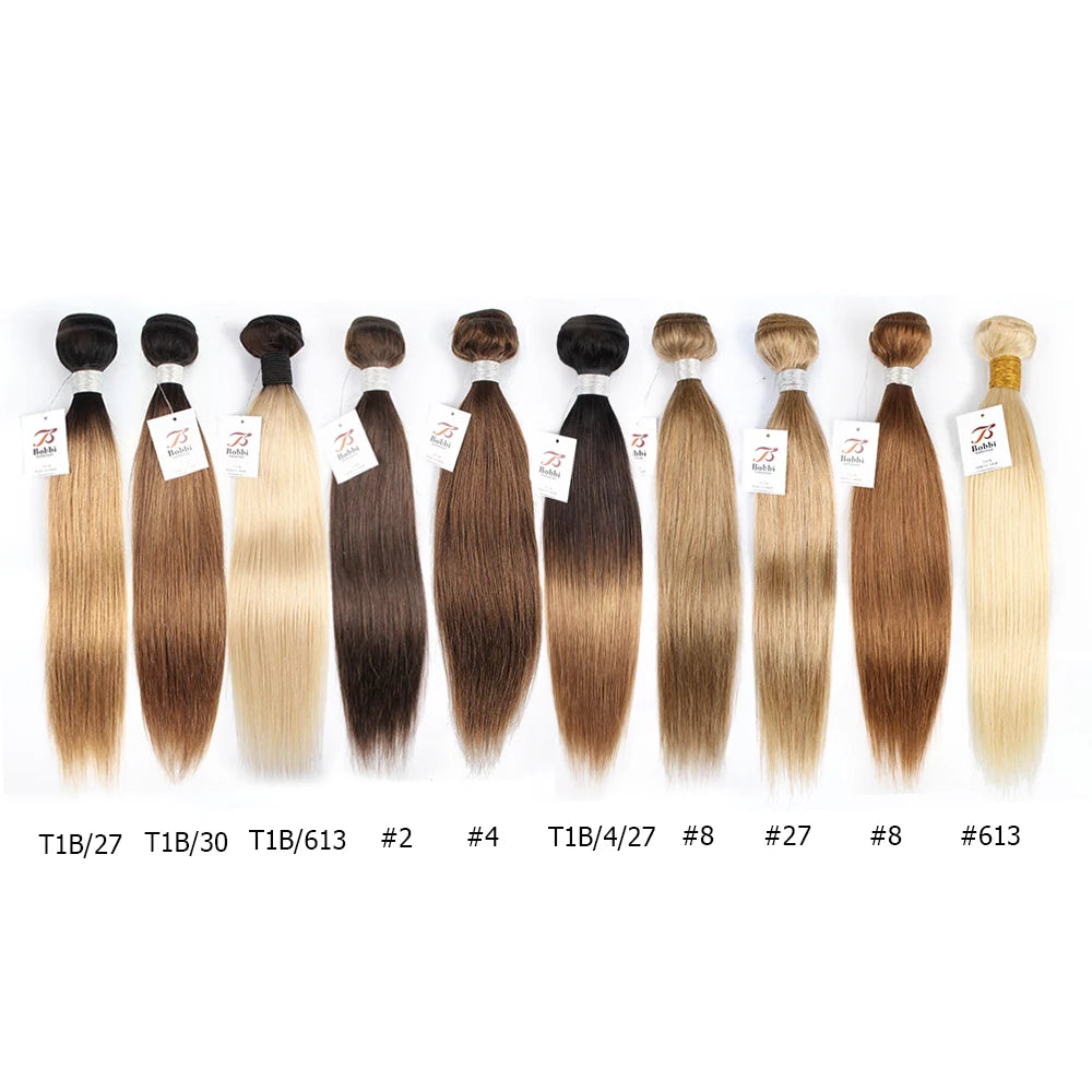 1 Bundle Black Brown Pure Colored 100% Human Hair Weave Bundles Extension 95(±5)gram Body Wave Style Remy Indian Hair Bobbi