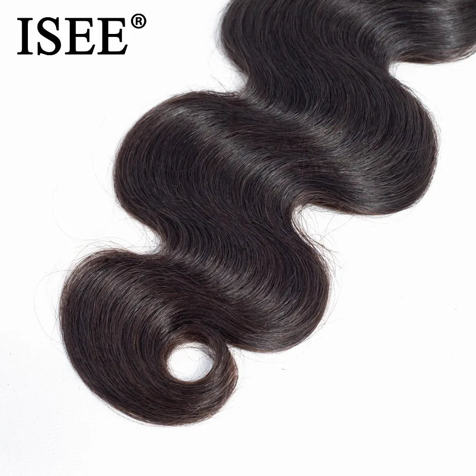 ISEE HAIR Peruvian Body Wave Human Hair Bundles100% Human Hair Extension Natural Color Can Buy 1/ 3/ 4 Bundles Thick Hair Weaves