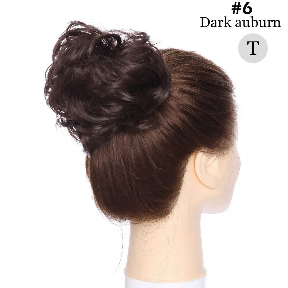 S-noilite Synthetic Elastic Band With Hair Curly Chignon Hair Women Drawstring Ponytail Hairpieces Black Brown Blonde Hairpiece