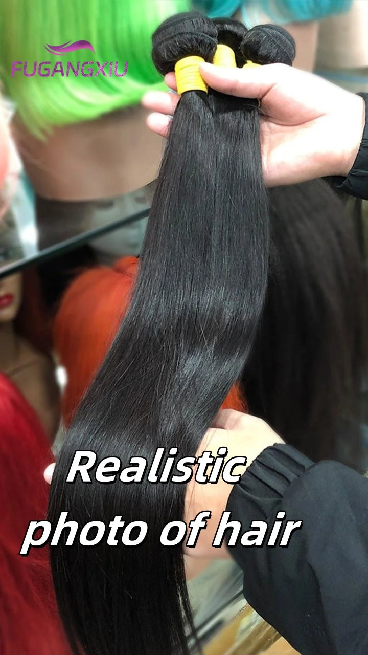 12A Bone Straight Hair Bundles Brazilian 100% Human Hair Weave Bundles 1/3/4 PCS Natural Black 8-30" Remy Human Hair Extensions