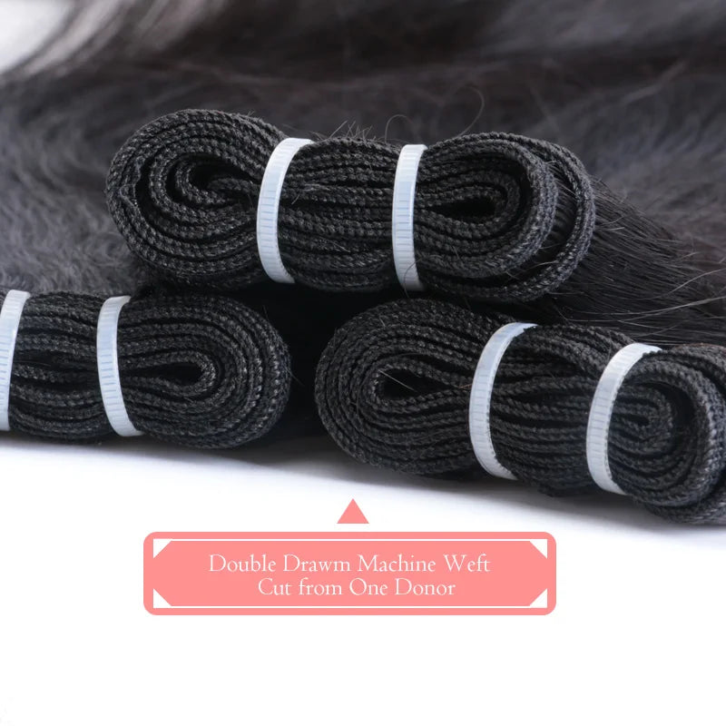 Ali Queen Hair Brazilian Straight Raw Virgin Hair Natural Color One Donor Human Hair Weft 8" to 28" Double Drawn Hair Bundle