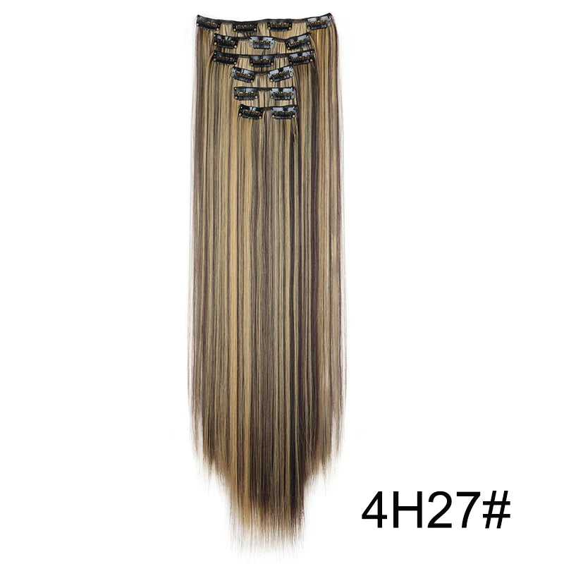 6Pieces/Set Synthetic 24Inch Long Straight Hair Extension Silky Hairpiece for Women