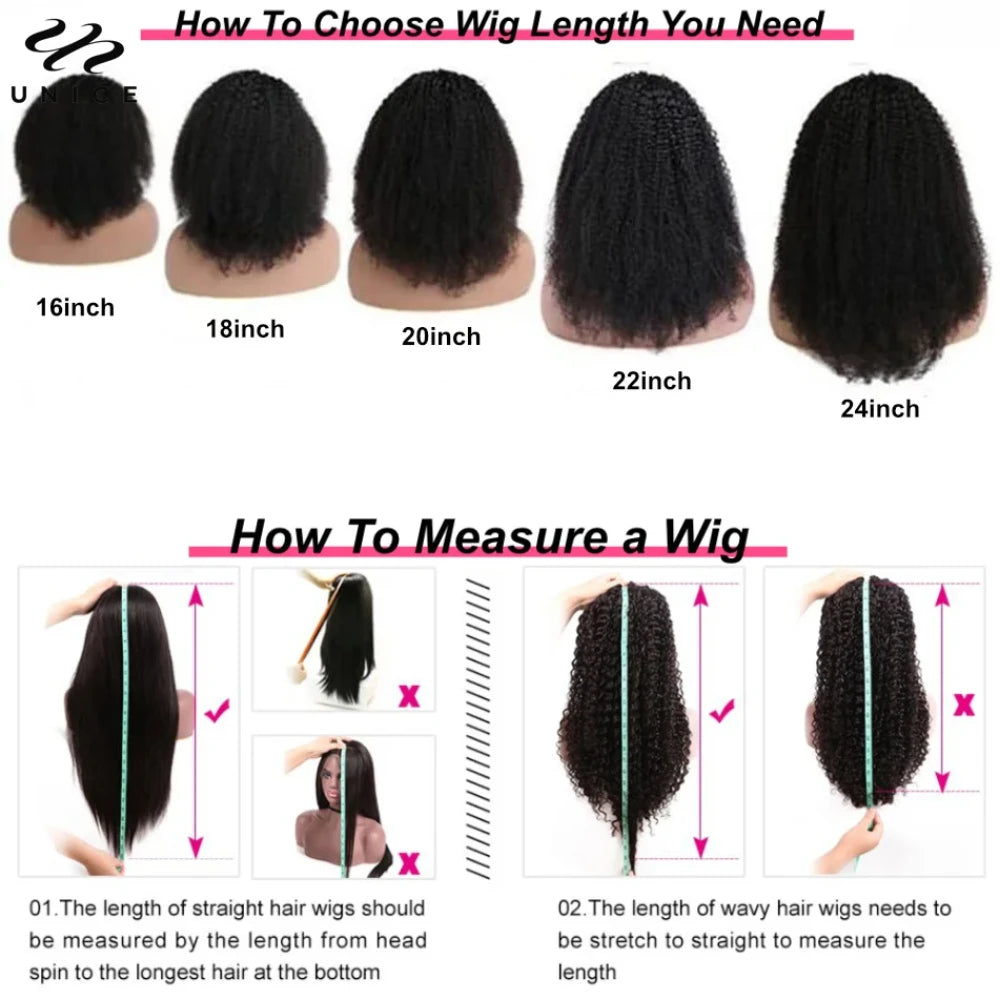 UNICE Hair Kinky Curly V Part Wig 100% Human Hair Upgrade U Part Wig No Leave Out EasiContou V Part Wig With Elastic Drawstring