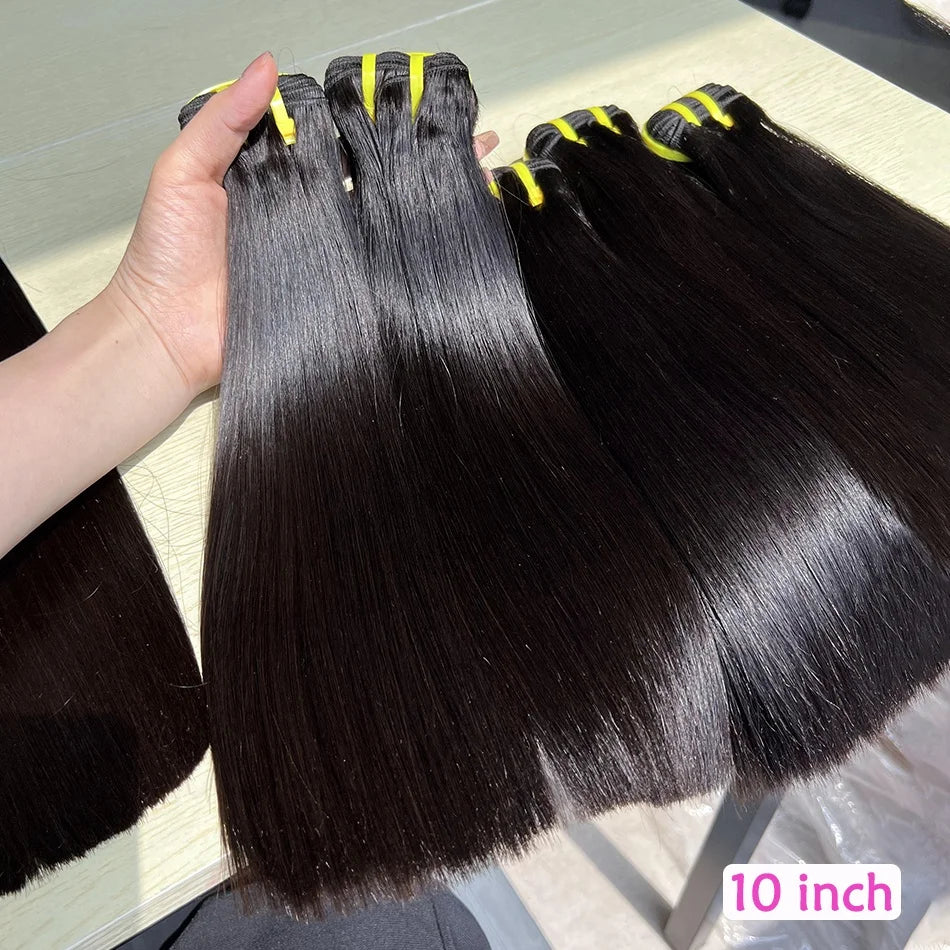 15A Bone Straight Super Double Drawn Human Hair Bundles Weave Raw Virgin Hair Extensions #1b Natural Color Can Dye #613 Color