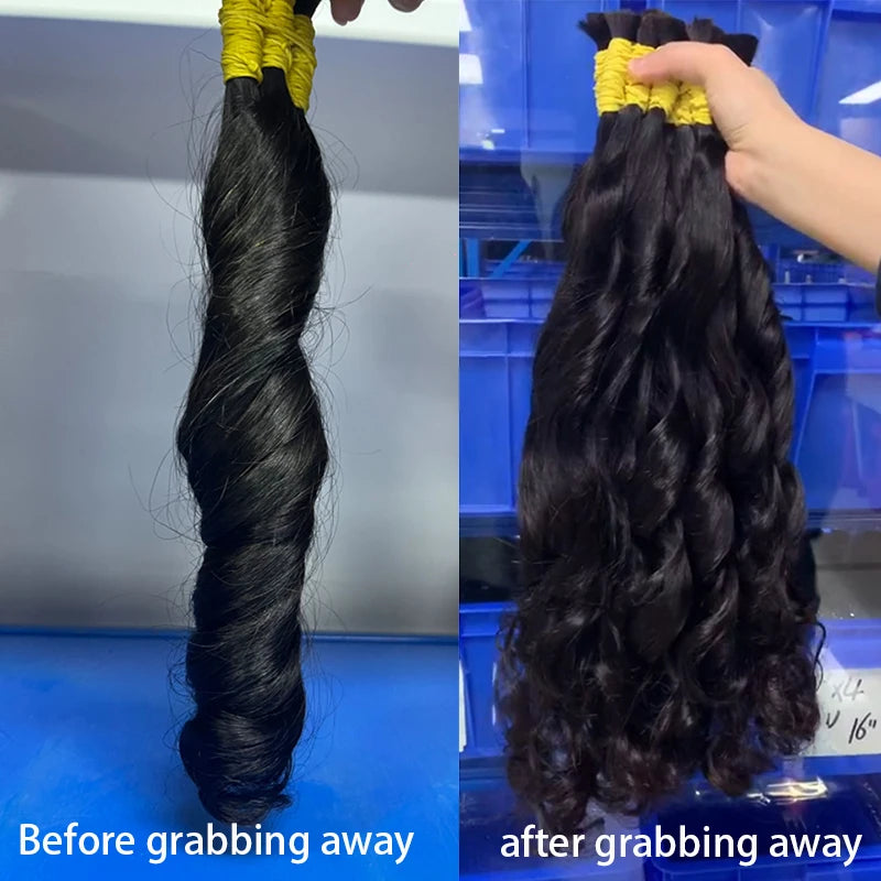 12A Raw Bulk Human Hair Deep Wave For Braiding Deep Wave Burmese Curly No Weft Brazilian Remy Hair Extensions Bundles 100 Grams