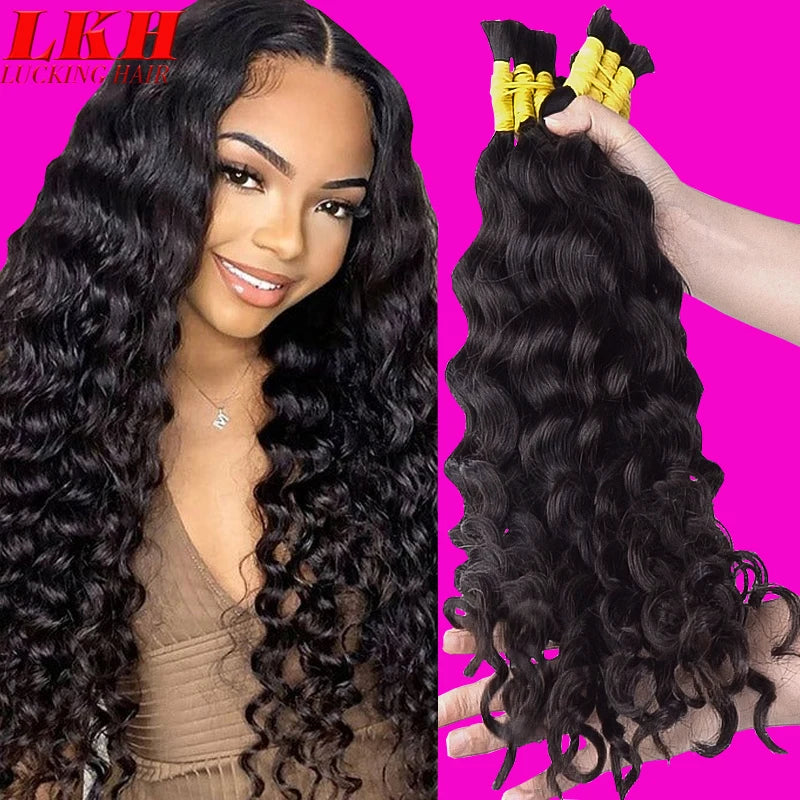 12A Raw Bulk Human Hair Deep Wave For Braiding Deep Wave Burmese Curly No Weft Brazilian Remy Hair Extensions Bundles 100 Grams