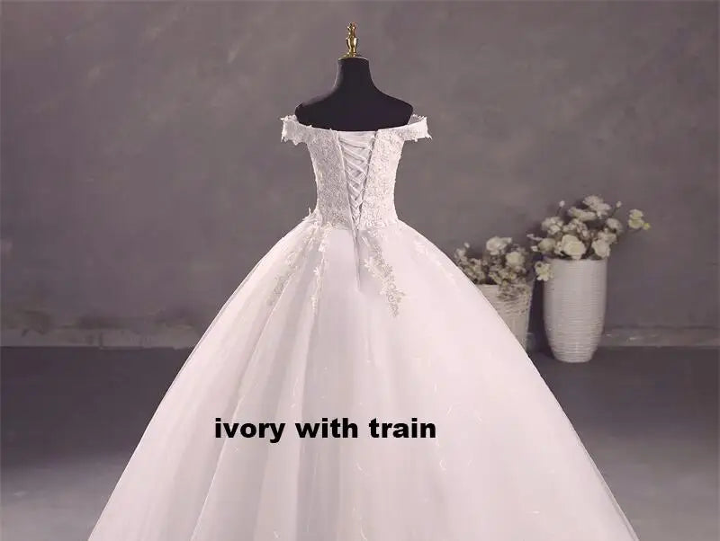 Ashley Gloria Pure White Wedding Dresses Elegant Boat Neck Ball Gown Simple Vestido De Noiva Plus Size Robe De Mariee