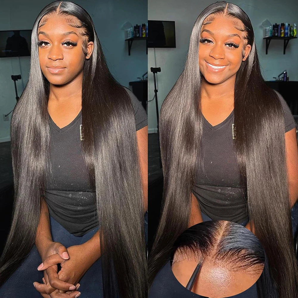 6X4 Glueless Wig Human Hair 4X4 Ready to Wear Wigs Straight Lace Frontal Wig Pre Cut Pre Plucked Ready to Go Wig 3 Days Delivery