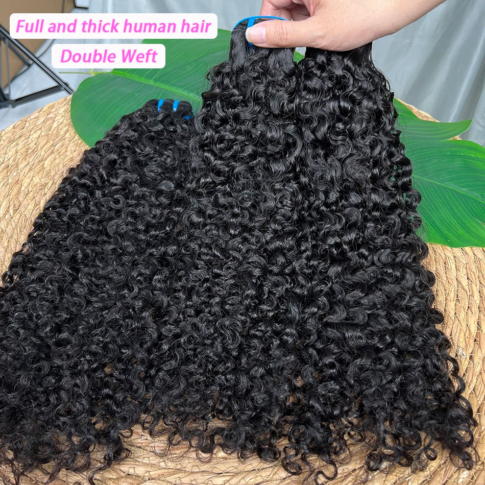 15A Burmese Curly Human Hair Bundles Double Weft #1B 100% Unprocessed Raw Virgin Hair Weave Extensions Can Bleach to #613 Color
