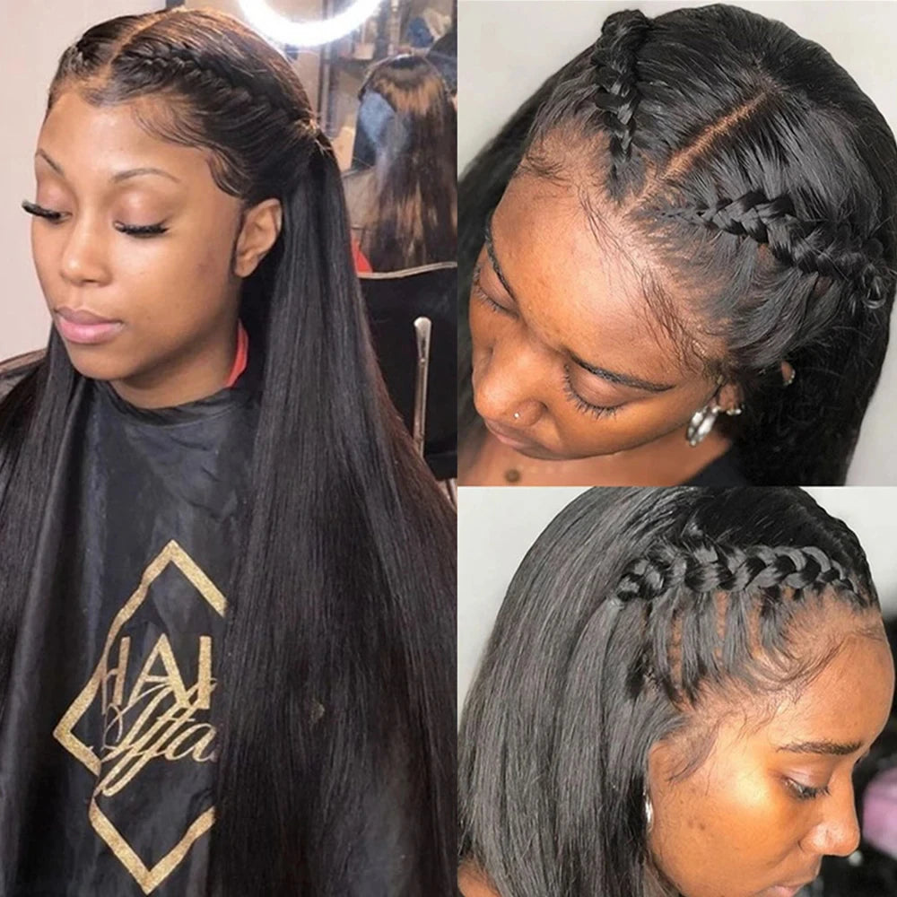 Straight Bundles with Frontal Brazilian 100% Virgin Human Hair 3 Bundles with 13x4 Lace Frontal Brown 4 Color Straight 3 Bundles