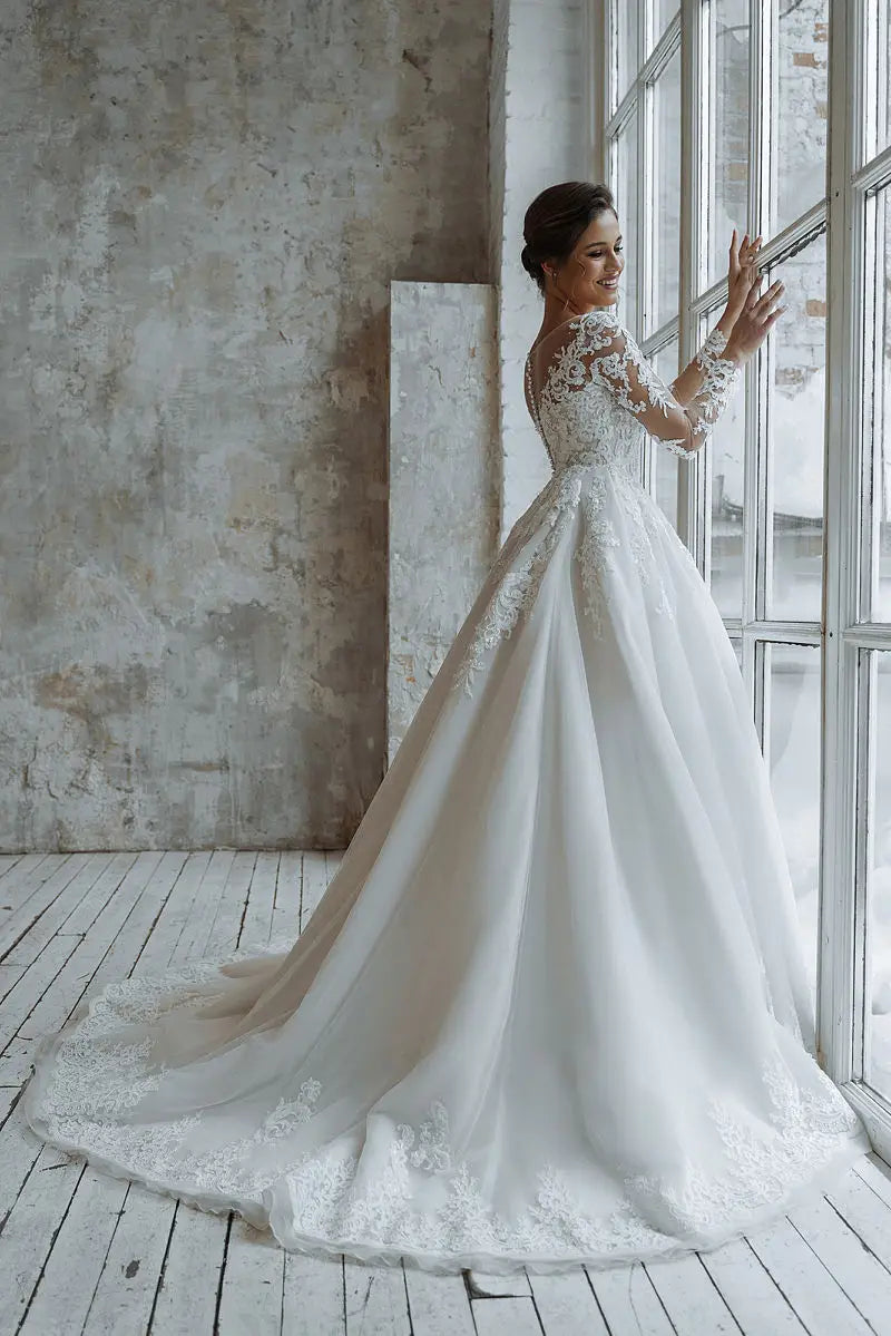 vestidos de novia Customize To Measures Wedding Dress Long Sleeves Lace Appliques Princess For Women Customize To Measurs 2024