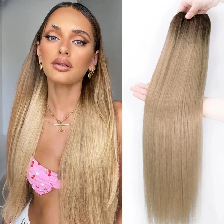 26Inch Synthetic Straight Hair Weave Hair Bundles 150g Natural Long Hair Extensions Yaki Straight Hair Weaving For Women Fake