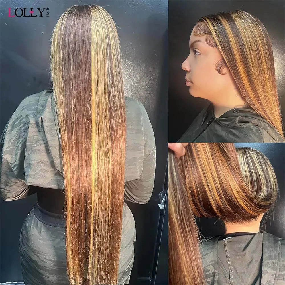 Brazilian P4/27 Highlight Bundles With Closure 4x4 5x5 Transparent Lace Closure With Straight Bundles 3/4 Bundles Human Hair