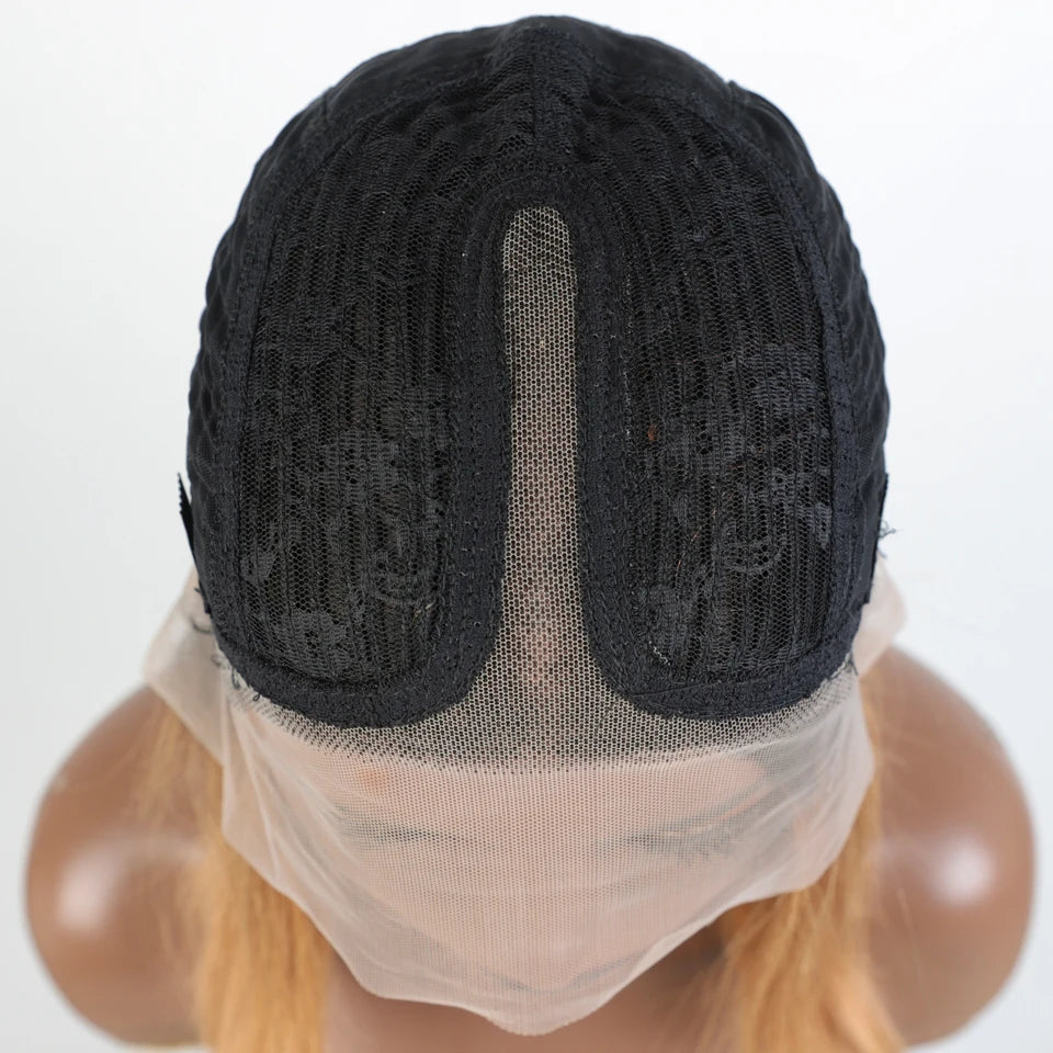 Lekker Highlight Blonde Short Straight Bob 13x6x1 Lace Front Human Hair Wigs For Women Brazilian Remy Hair Colored Glueless Wigs